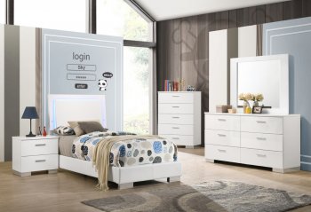 Felicity 4Pc Youth Bedroom Set 203500 in White by Coaster [CRKB-203500T-Felicity]