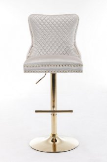 Leo Gold Barstool Set of 2 in White Fabric