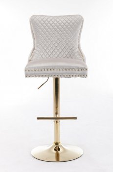 Leo Gold Barstool Set of 2 in White Fabric [ADBA-Leo Gold White]