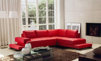 Red Tufted Bonded Leather Modern Stylish Sectional Sofa [VGSS-2226-Red]