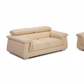 Beige Italian Leather Modern Sofa & Loveseat Set w/Options