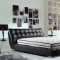 Black Tufted Leatherette Modern Bed w/Optional Nightstands