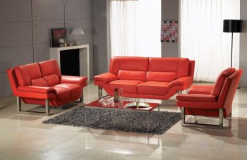 Red or White Leather 3PC Modern Living Room Set [VGS-New-York-Red]