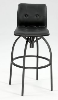 Black Set of 2 Swivel Barstools w/Leatherette Seat & Back