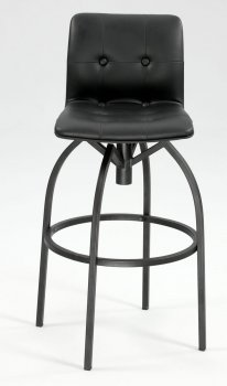 Black Set of 2 Swivel Barstools w/Leatherette Seat & Back [CYBA-0907-BS]