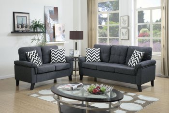 F6905 Sofa & Loveseat Set in Blue Grey Fabric by Poundex [PXS-F6905]