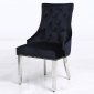 Leo Silver Dining Chair Set of 2 in Black Fabric