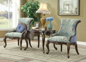 Ameena Accent Chair 50845 in Floral Periwinkle Fabric by Acme [AMAC-50845-Ameena]