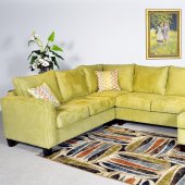 Apple Fabric Contemporary 4Pc Sectional Sofa w/Wooden Legs