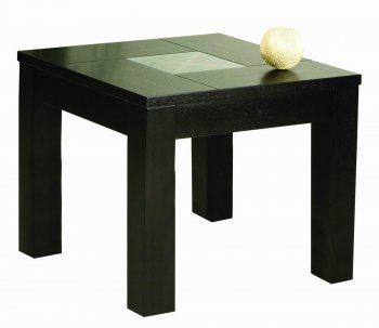 Wenge Finish Modern End Table w/Clear Glass Center [GRCT-TA-07S]