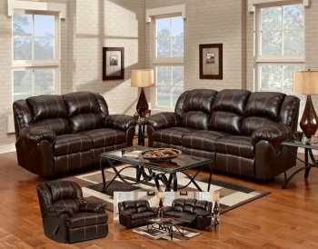 Brown Bonded Leather Modern Reclining Sofa & Loveseat Set [CHFS-V4-1003 Ambrose Brown]