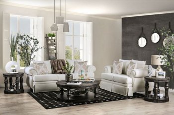 Bergen Sofa SM6428 in Ivory Linen-Like Fabric w/Options [FAS-SM6428-Bergen]