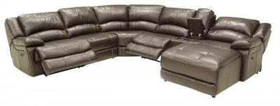 Mahogany Full Leather Contemporary Reclining 6PC Sectional Sofa