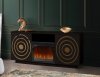 Myra Electric Fireplace Media Console in Black w/Gold Trim