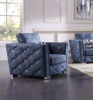 Emilia Chair 56027 in Blue Fabric by Acme