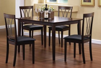 Dark Brown Contemporary 5 Pc Dinette W/Metal Back Frame Chairs [CRDS-69-150191]