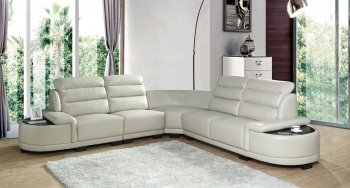 Orchid Modern Sectional Sofa in Ivory Leatherette [ADSS-Orchid]