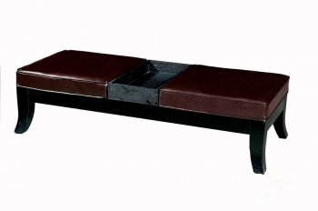 Brown Color Leather Ottoman-Bench With Two Seats [WIO Y-198]