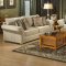 Bone Chenille Fabric Contemporary Living Room w/Bun Wood Feet