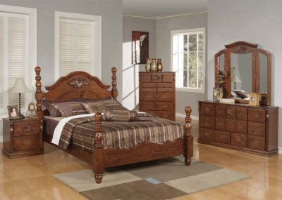 Walnut Finish Classic Ponderosa Bedroom w/Options By Acme