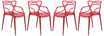 Milan Set of 4 Dining Chairs MW17TR in Red by LeisureMod [LMDC-MW17TR-Milan Red]