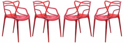 Milan Set of 4 Dining Chairs MW17TR in Red by LeisureMod