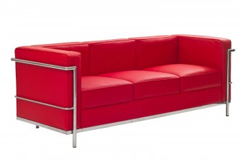 Charles Petite Leather Sofa in Red by Modway w/Options [MWS-Charles Petite Red]