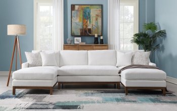 Valiant Sectional Sofa LV01881 in Ivory Chenille Fabric by Acme [AMSS-LV01881 Valiant]