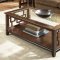 Cherry Finish Modern Coffee Table w/Glass Insert Top