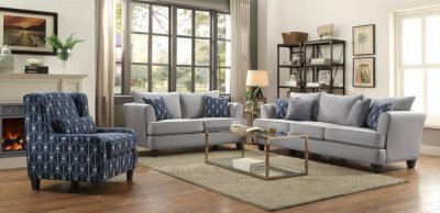 Astaire Sofa & Loveseat Set in Cement Fabric 506301 by Coaster