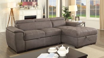 Patty Sectional Sofa CM6514BR in Ash Brown Faux Nubuck Fabric [FASS-CM6514BR-Patty]