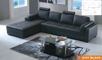 8167 Sectional Sofa Black Bonded Leather by American Eagle [AESS-8167 Black]