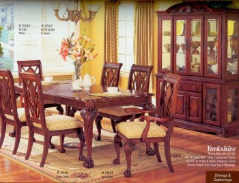 Brown Finish Classic Formal Wood Dining Table w/Optional Items [MADS-Yorkshire]