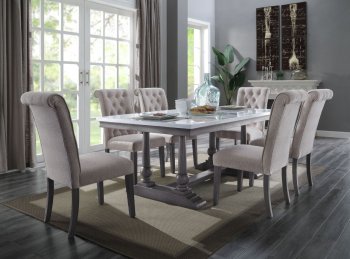 Yabeina Dining Table Marble Top 73265 in Gray Oak w/Options [AMDS-73265 Yabeina]