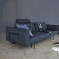 Recast Sofa Bed in Nist Blue Fabric w/Arms by Innovation