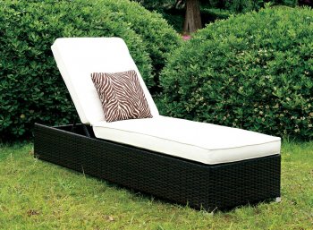 Albee II Patio Adjustable Chaise Lounge CM-OC1833WH in White [FAOUT-CM-OC1833WH-Albee II]