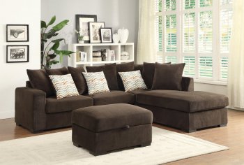 Olson Sectional Sofa 500086 in Chocolate Fabric by Coaster [CRSS-500086 Olson]