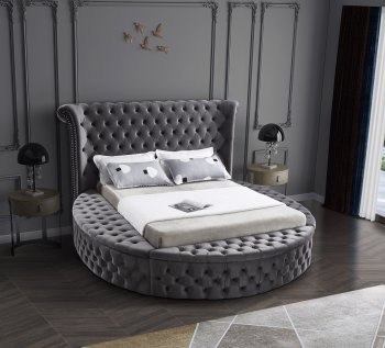 Luxus Velvet Bed in Grey by Meridian w/Options [MRB-Luxus Grey]