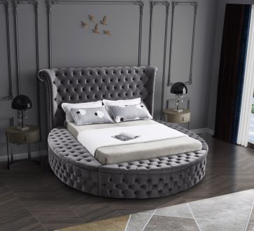 Luxus Velvet Bed in Grey by Meridian w/Options