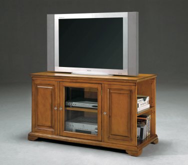 Oak Finish Modern TV Stand w/Storage Sides