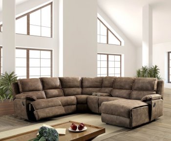 Amara Motion Sectional CM6589 in Brown Fabric-Like Leatherette [FASS-CM6589-Amara]