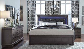 Pompei Bedroom Set 5Pc in Metallic Grey by Global w/Options [GFBS-Pompei-Metallic Grey]