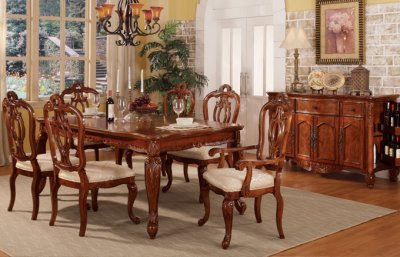 Light Golden Cherry Finish Classic Formal Dining Room w/Options