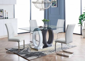 D1628DT Dining Set 5Pc White & Grey by Global w/Options [GFDS-D1628DT-D915DC-WH]