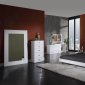 White Finish Modern Bedroom w/Leatherette Headboard & Options