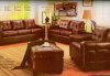 Brown Leather Modern Loveseat & Sofa Set w/Optional Items