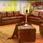 Brown Leather Modern Loveseat & Sofa Set w/Optional Items