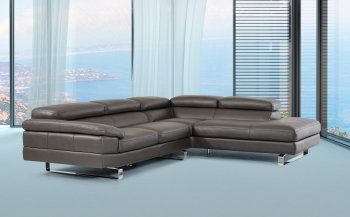 Violetta Sectional Sofa in Grey Full Leather by VIG [VGSS-Violetta Grey]