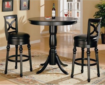 Classic Black Finish Bar Table with Swivel Bar Stools [CRBF-100278]