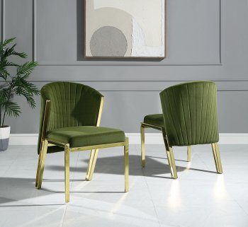 Fallon Dining Chair DN01956 Set of 2 Green Velvet & Gold by Acme [AMDC-DN01956 Fallon]